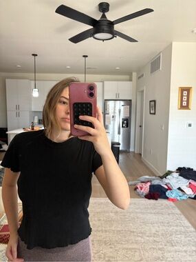 Brandy Melville Black Short Sleeve Lettuce Hem Tee